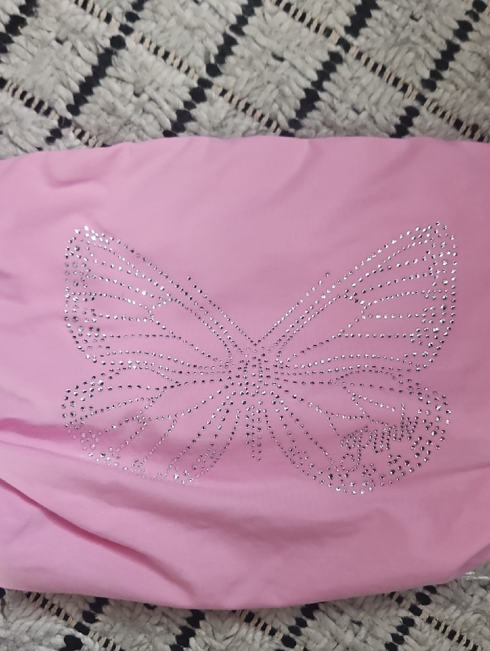 PINK VICTORIA'S SECRET All Day Ruched Tube Top Y2K PINK BUTTERFLY BLING New Med - Picture 4 of 12